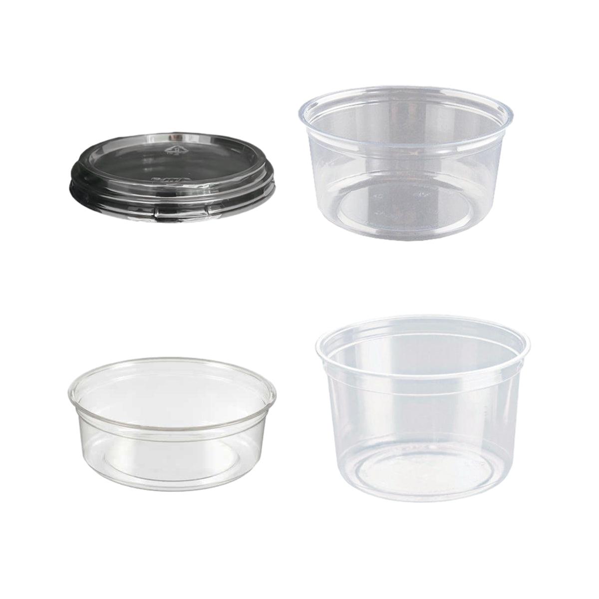 100PCS Transparent Packing Box With Cover Plastic Dessert Bowl Food Container - 8oz Bowl