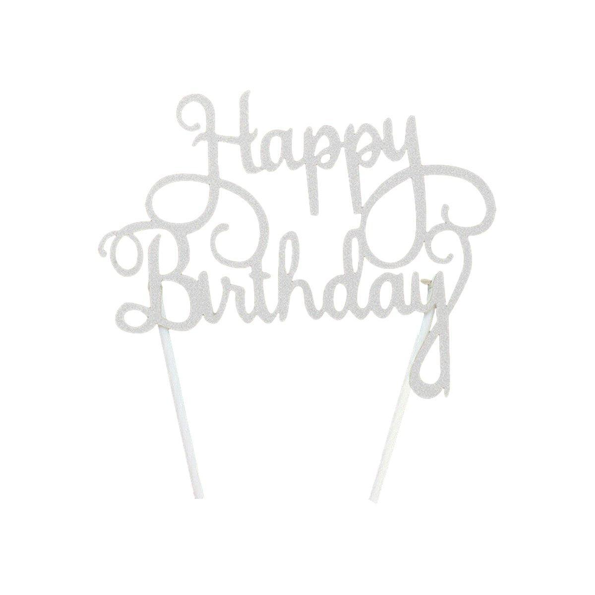 Happy Birthday Cake Topper Colour Printed Acrylic Party Decorations - Black-Bowknot