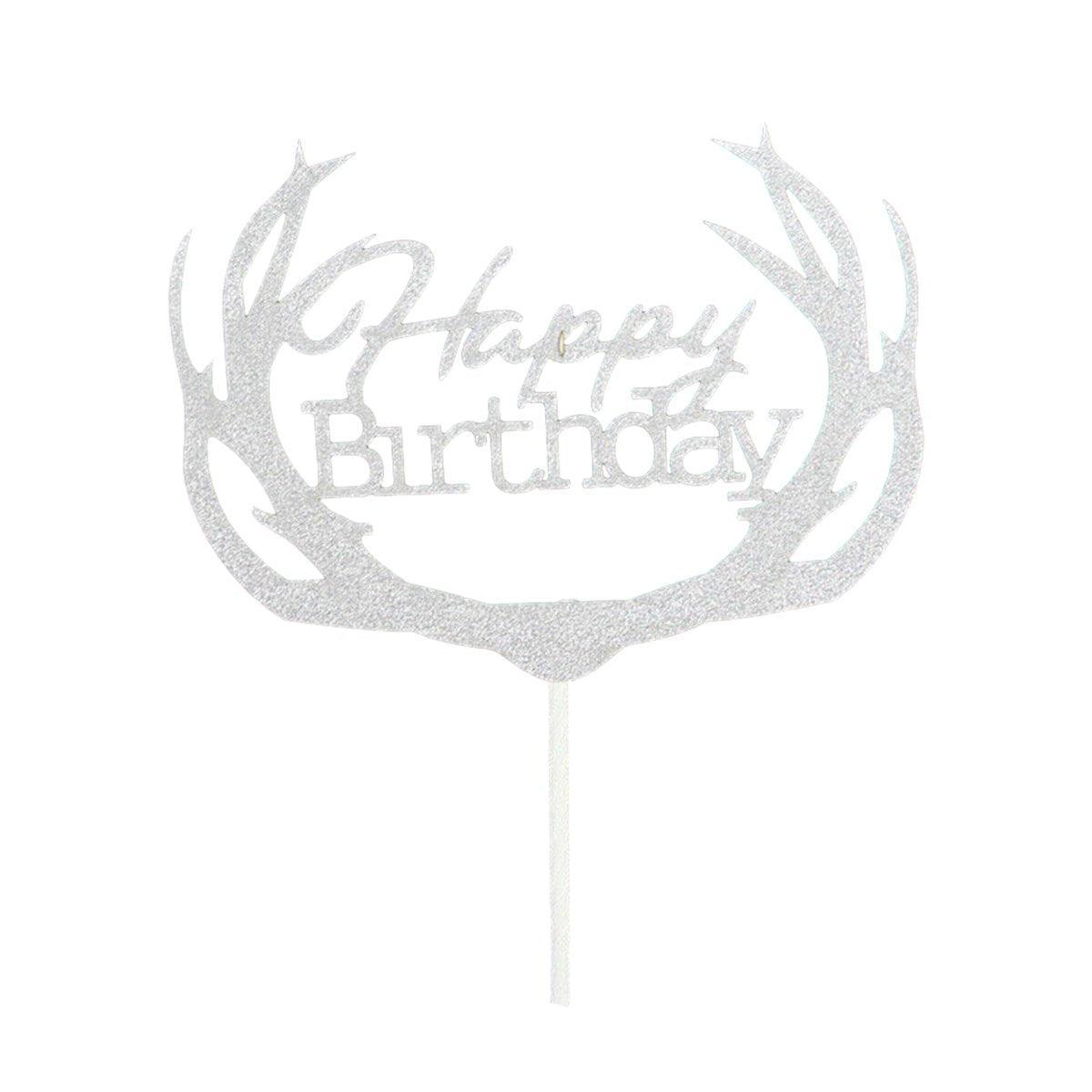 Happy Birthday Cake Topper Colour Printed Acrylic Party Decorations - Rose Red-Bowknot