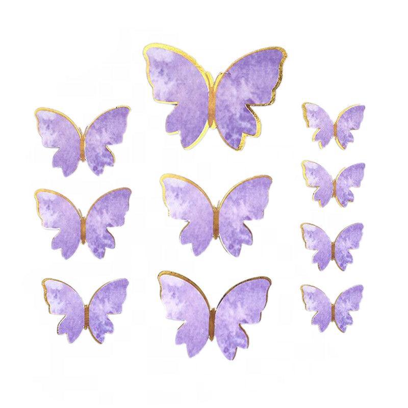 10Pcs Butterfly Paper Toppers Happy Birthday Cake & Festival Theme Decor - Pink Phnom Penh