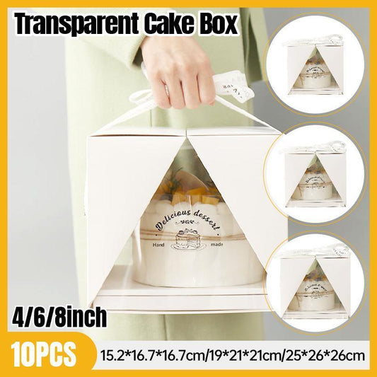 10x Clear Cake Box Set 4 6 8 Inch Durable Versatile Display Packaging Containers - 10pcs-8inch