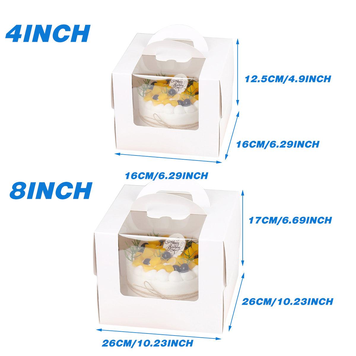 50pcs Portable Cake Boxes with Open Window for Birthday Party Cake Packaging - 4inch