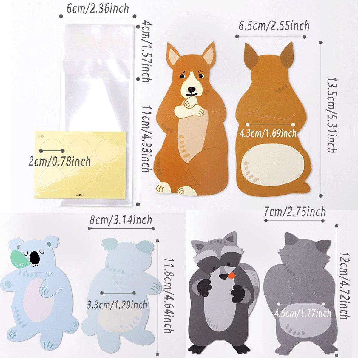 100pcs Cute 3D Cartoon Animal Candy Bags for Party Favors Birthday Gift Wrapping - Cuddly Bear