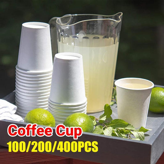 Disposable Coffee Cups 8oz Takeaway Paper Single Wall No Lids - 100pcs