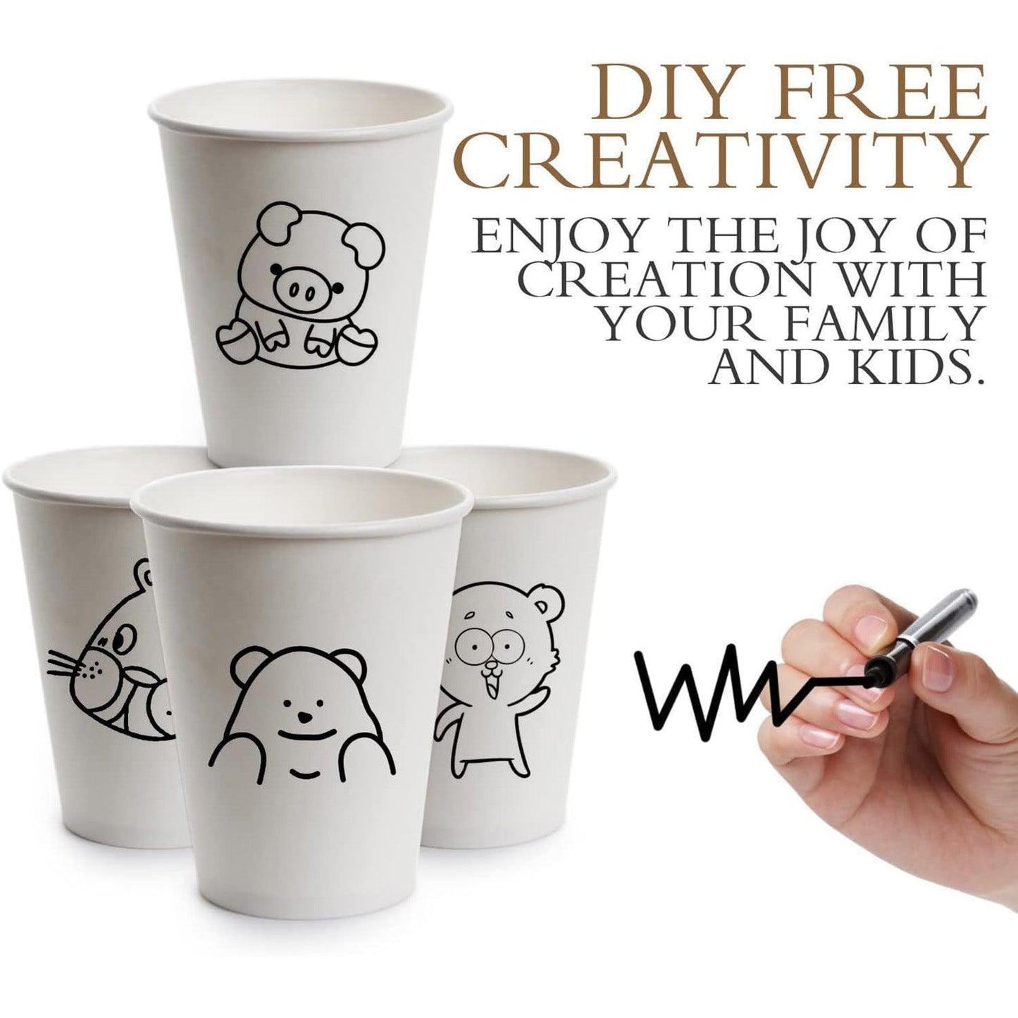 Disposable Coffee Cups 8oz Takeaway Paper Single Wall No Lids - 100pcs