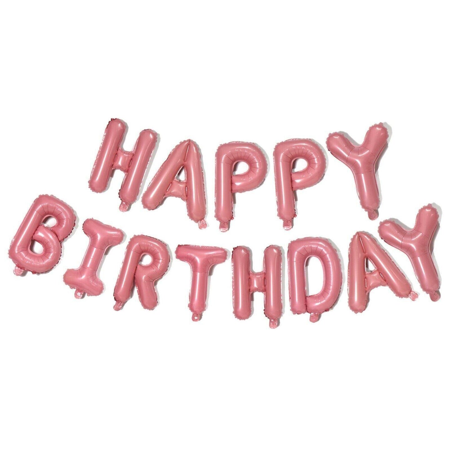 40Cm 3D Happy Birthday Letters Balloons Inflating Foil Banner Bunting Celebrate - Pink