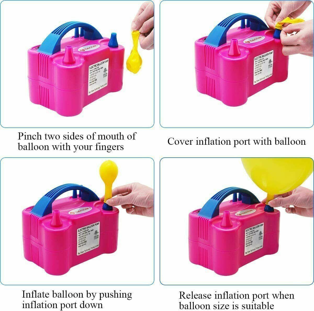 Electric Balloon Pump Ballon Inflator 600W Power 2 Nozzles Portable Au Plug Air