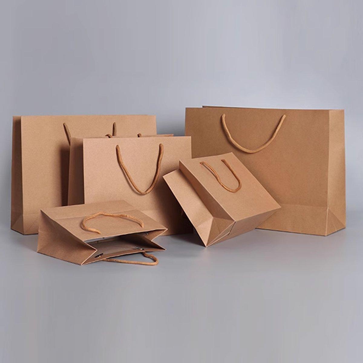 25pcs Paper Gift Bags Handbag Kraft Paper BagsParty Favors Wedding Packaging - 22x30x8cm