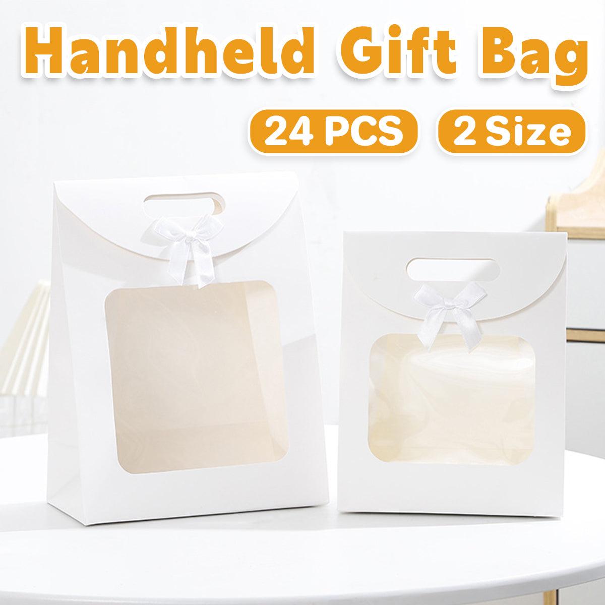 24PCS Bow Flap Tote Bag Reusable Shopping Carry Bag Gift Party Packaging Bag - 16x12x6cm