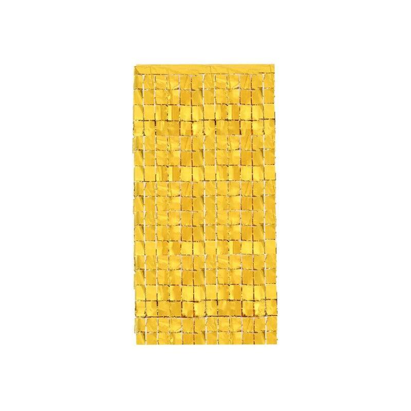 Rectangle Tinsel Curtain Shimmer Wall Backdrop 2M Length Party Decoration Sequin - Gold
