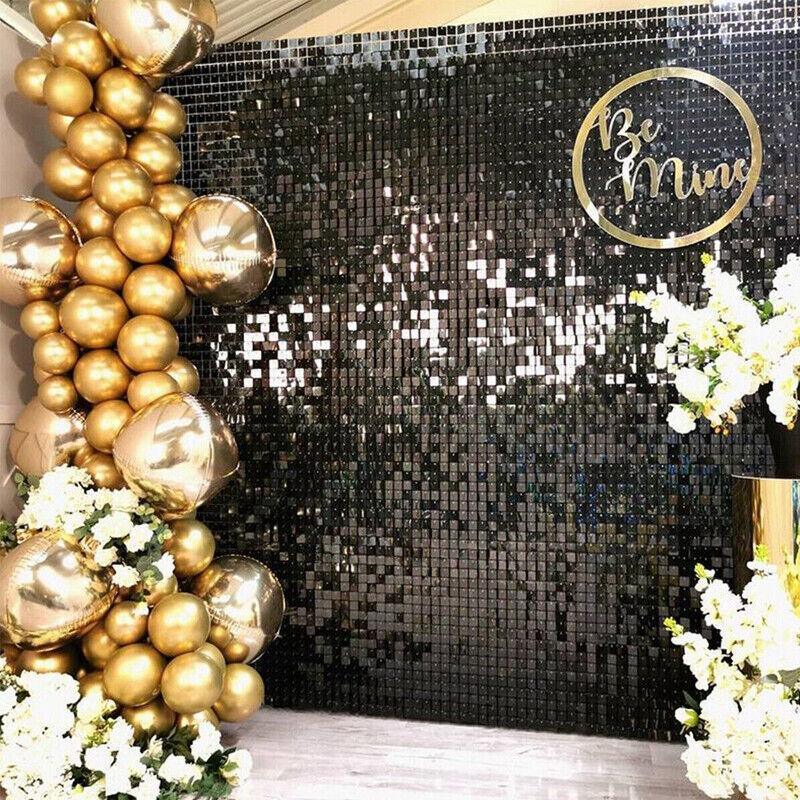 Rectangle Tinsel Curtain Shimmer Wall Backdrop 2M Length Party Decoration Sequin - Light Pink