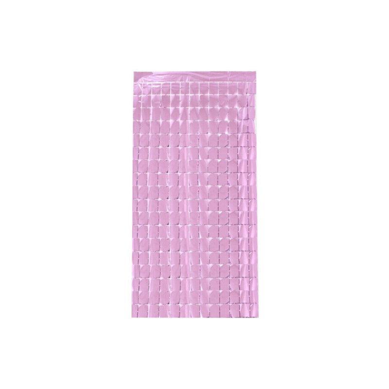 Rectangle Tinsel Curtain Shimmer Wall Backdrop 2M Length Party Decoration Sequin - Light Pink