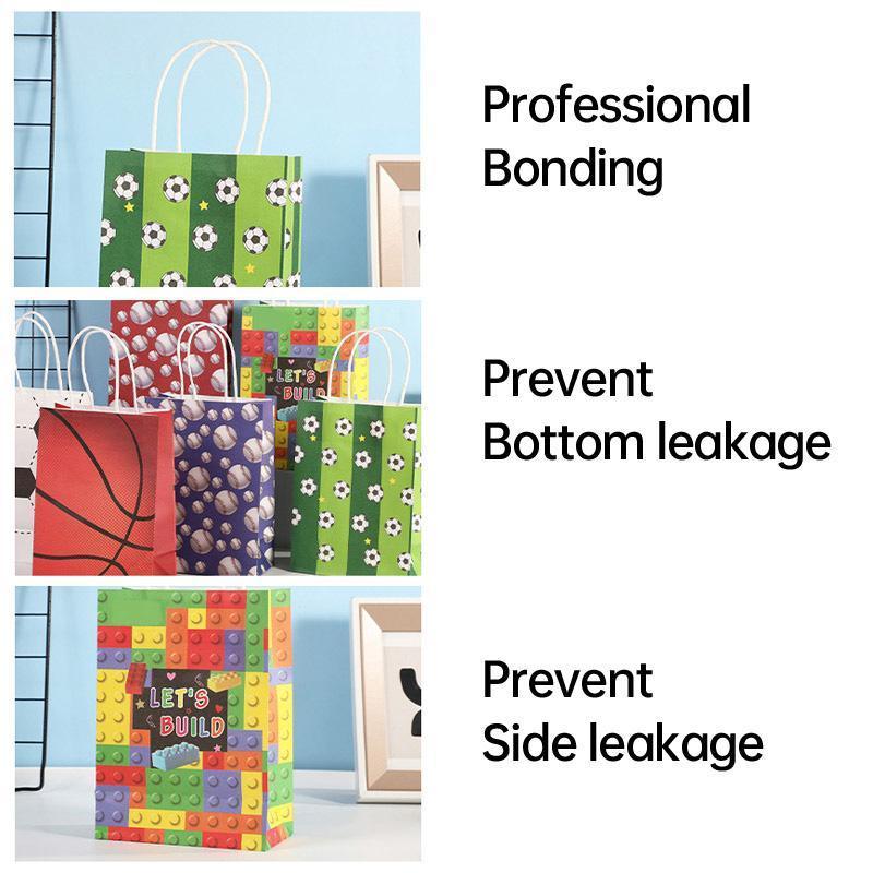 30PCS Fashion Ball Kraft Paper Gift Bag Festivals gift tote bag Party Favor Bag - Green-Football-30pcs