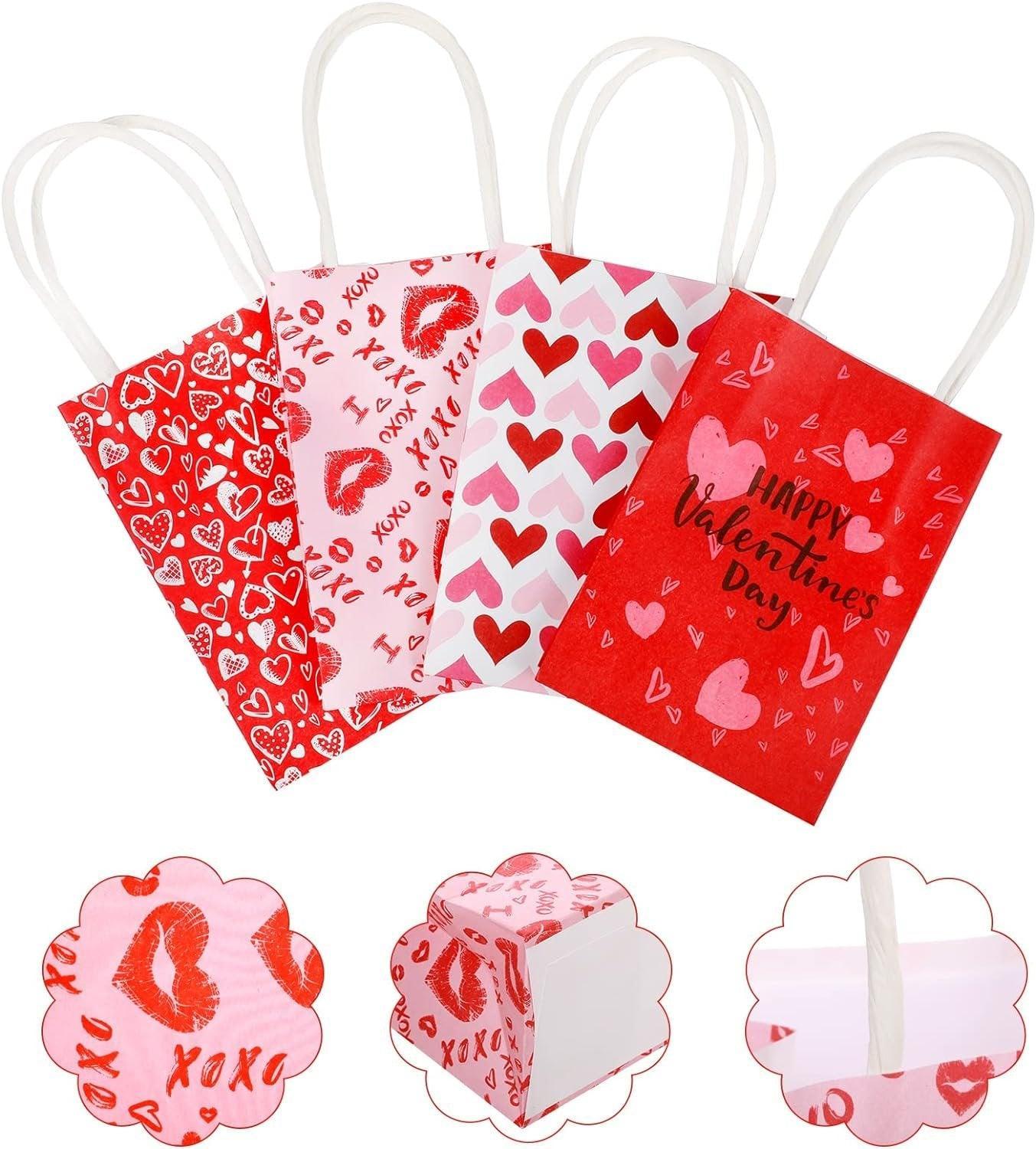 30x Valentines Day Love-Themed Tote Bag Elegant Kraft Paper Handbag Lightweight - Y168