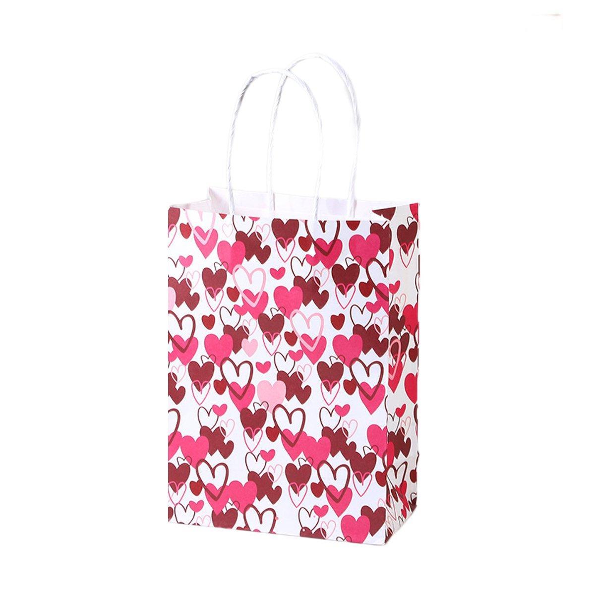 30x Valentines Day Love-Themed Tote Bag Elegant Kraft Paper Handbag Lightweight - Y170