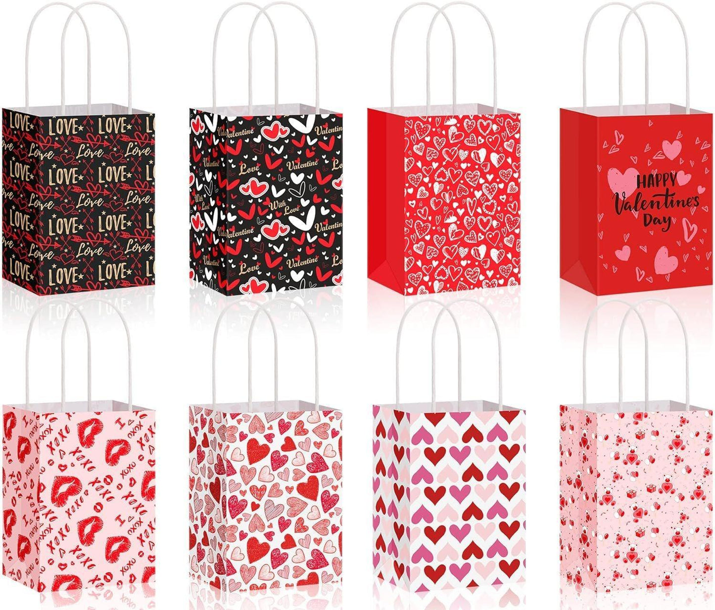 30x Valentines Day Love-Themed Tote Bag Elegant Kraft Paper Handbag Lightweight - Y171