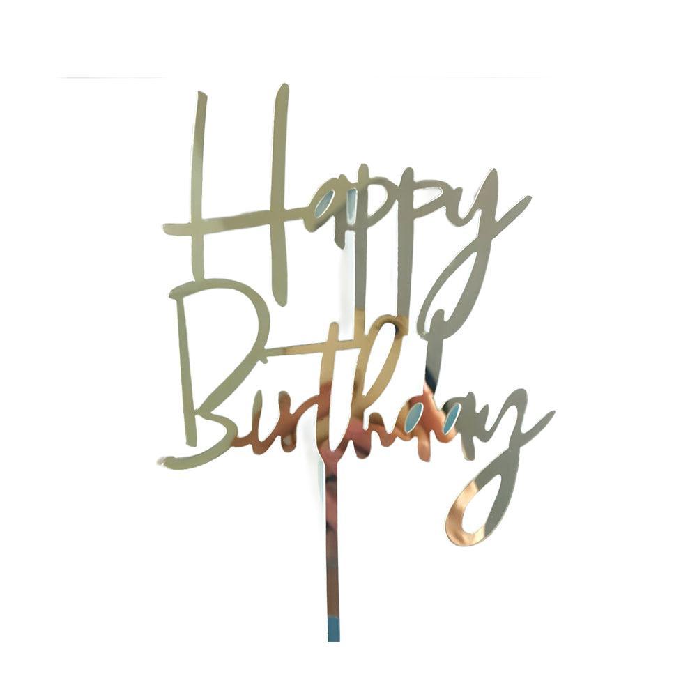 Acrylic Home Happy Birthday Decor Baking Cake Topper Card Party Decor Supply - Pink P20