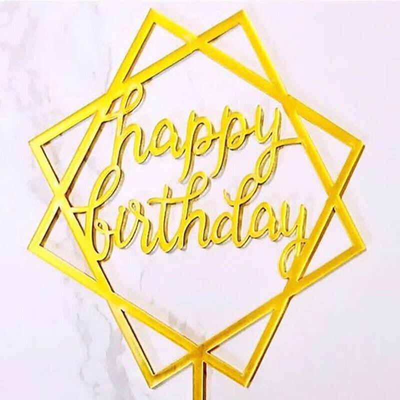 Acrylic Home Happy Birthday Decor Baking Cake Topper Card Party Decor Supply - Pink P48