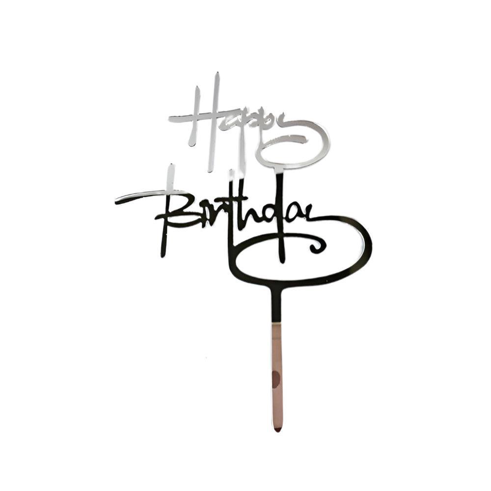 Acrylic Home Happy Birthday Decor Baking Cake Topper Card Party Decor Supply - Pink P48