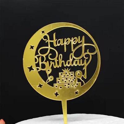 Happy Birthday Acrylic Cake Topper Cake Decoration Golden Silver Party - Gold-Bicircle