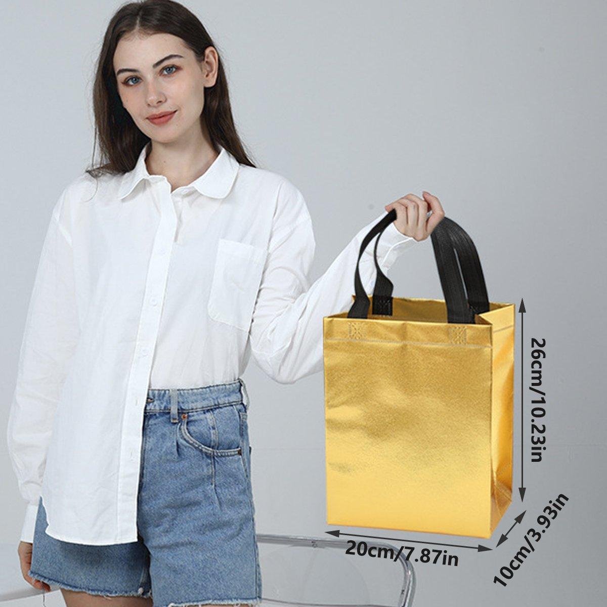 24pcs Laser Non Woven Gift Bags Tote Bags for Party Favor Wedding and Birthday - Rose Red