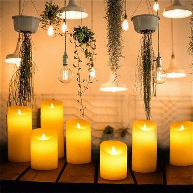 3X Flameless Led Candle Warmwhite Moving Dancing Wick Electic Candles Weding