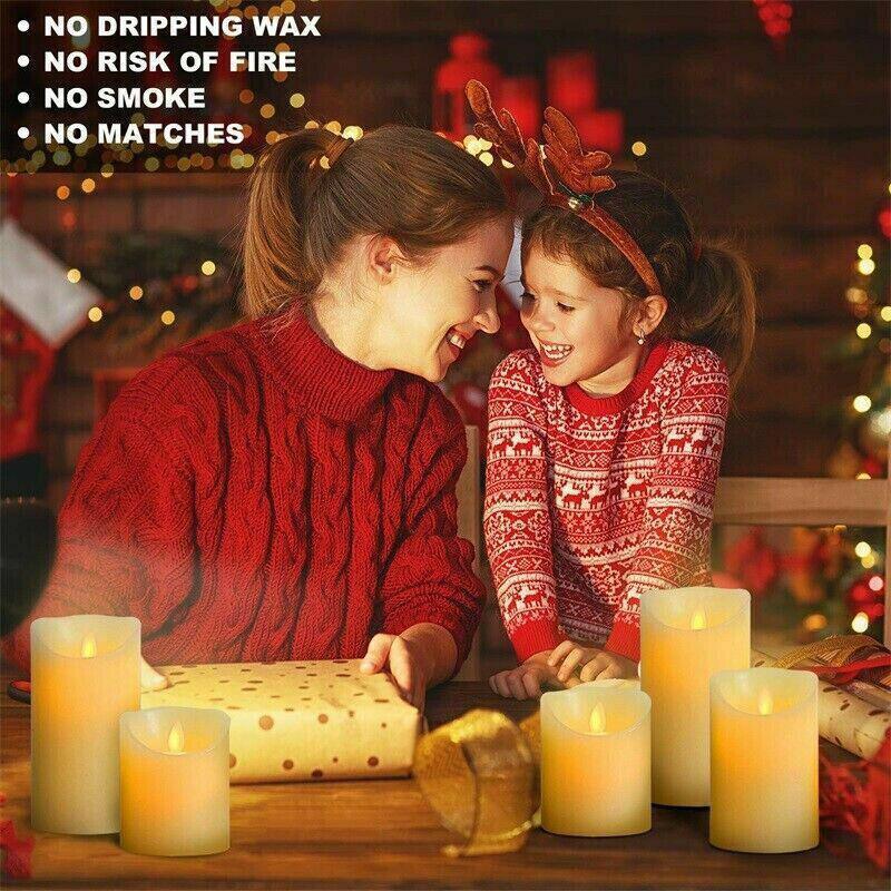 3X Flameless Led Candle Warmwhite Moving Dancing Wick Electic Candles Weding