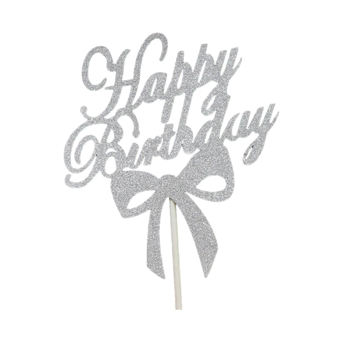 Happy Birthday Cake Topper Colour Printed Acrylic Party Decorations - Blue-Long Strip