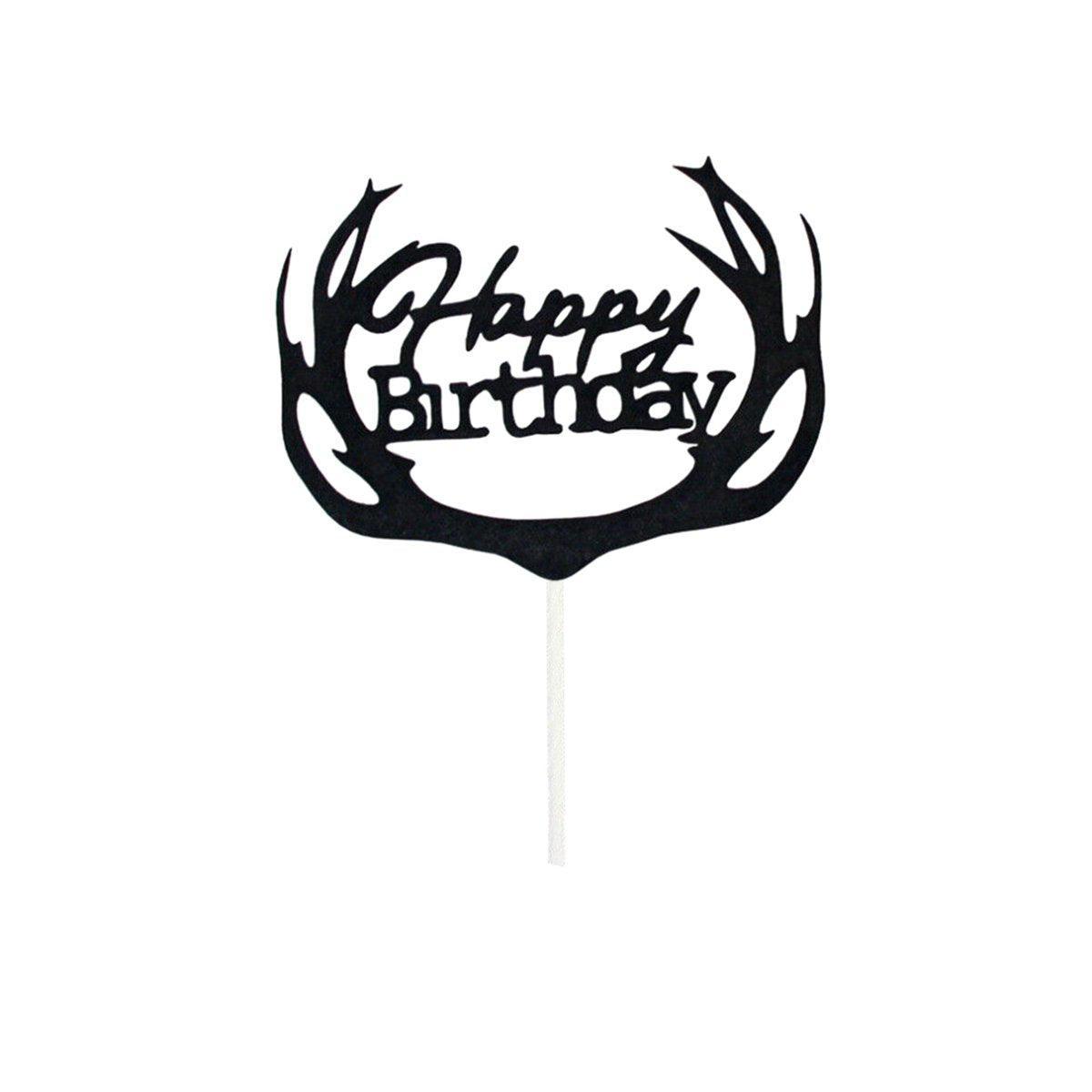Happy Birthday Cake Topper Colour Printed Acrylic Party Decorations - Gold-Long Strip