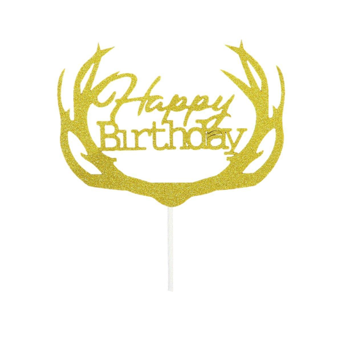 Happy Birthday Cake Topper Colour Printed Acrylic Party Decorations - Silver-Long Strip