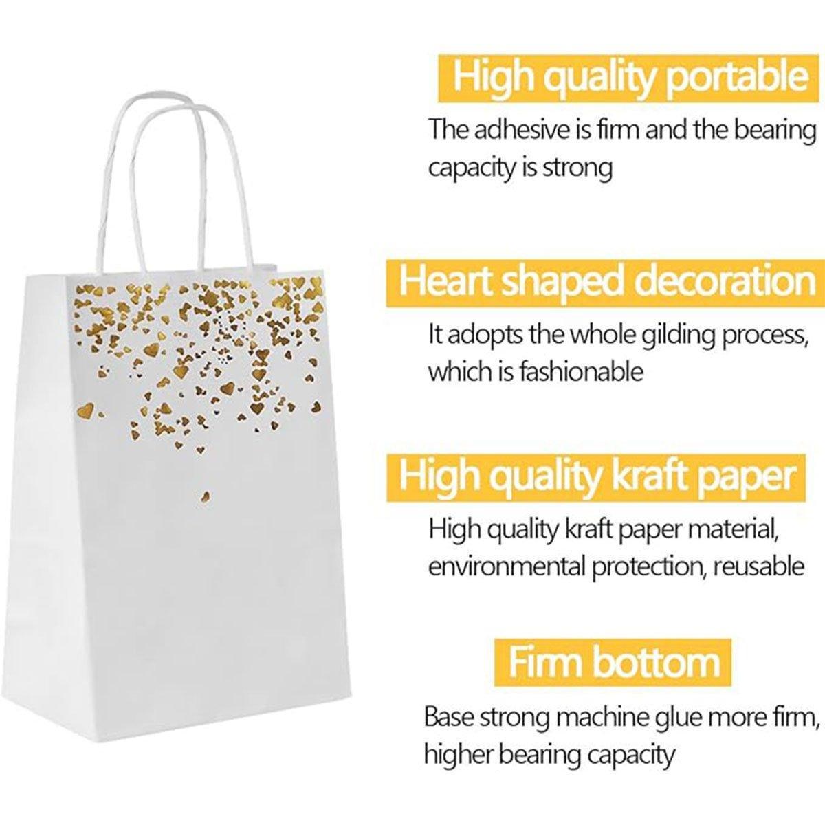 30PCS Kraft Paper Gift Bags Small Love Candy Bags Gold Foil Wedding Party Favors - Kraft Brown-Gold Foil