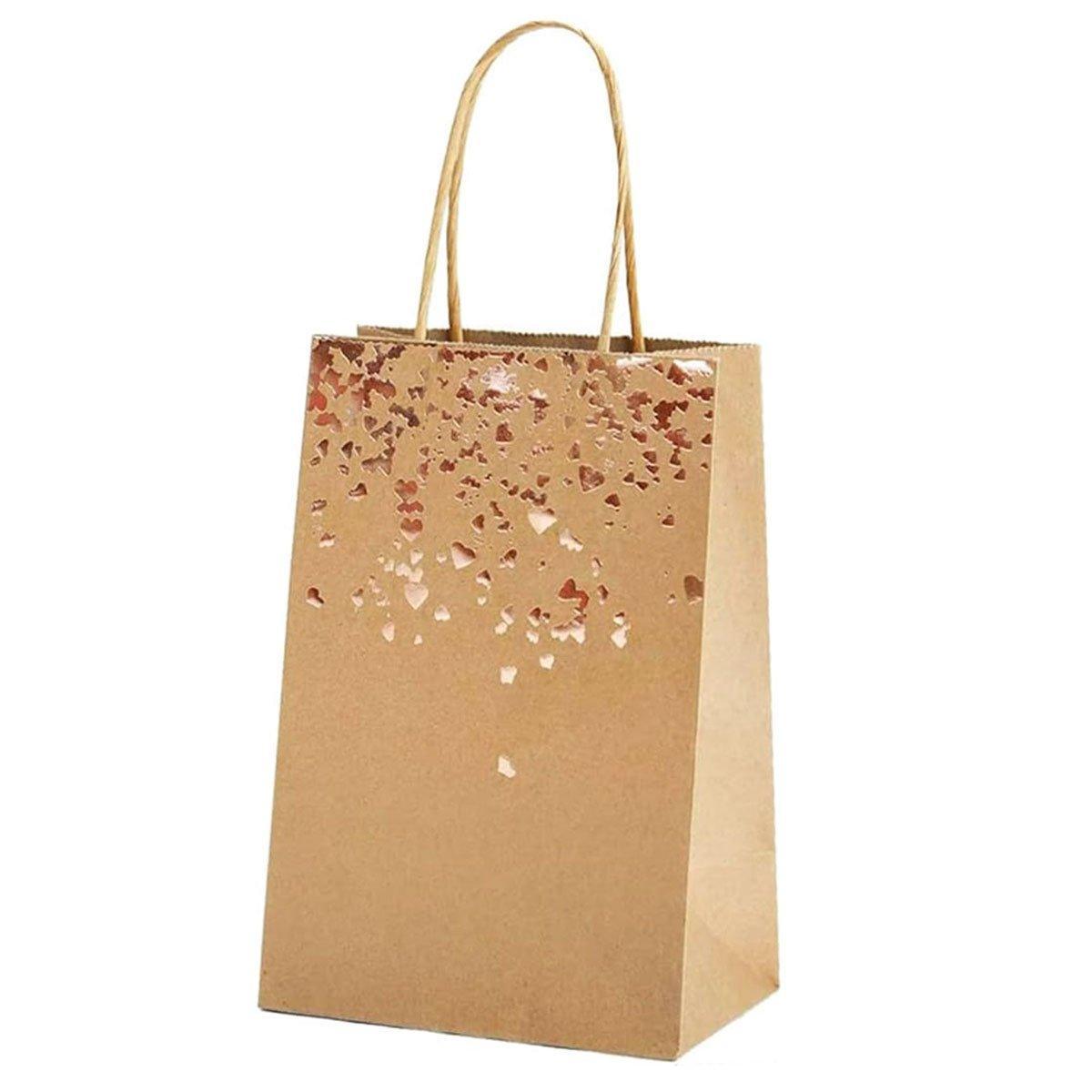 30PCS Kraft Paper Gift Bags Small Love Candy Bags Gold Foil Wedding Party Favors - White-Rainbow Foil
