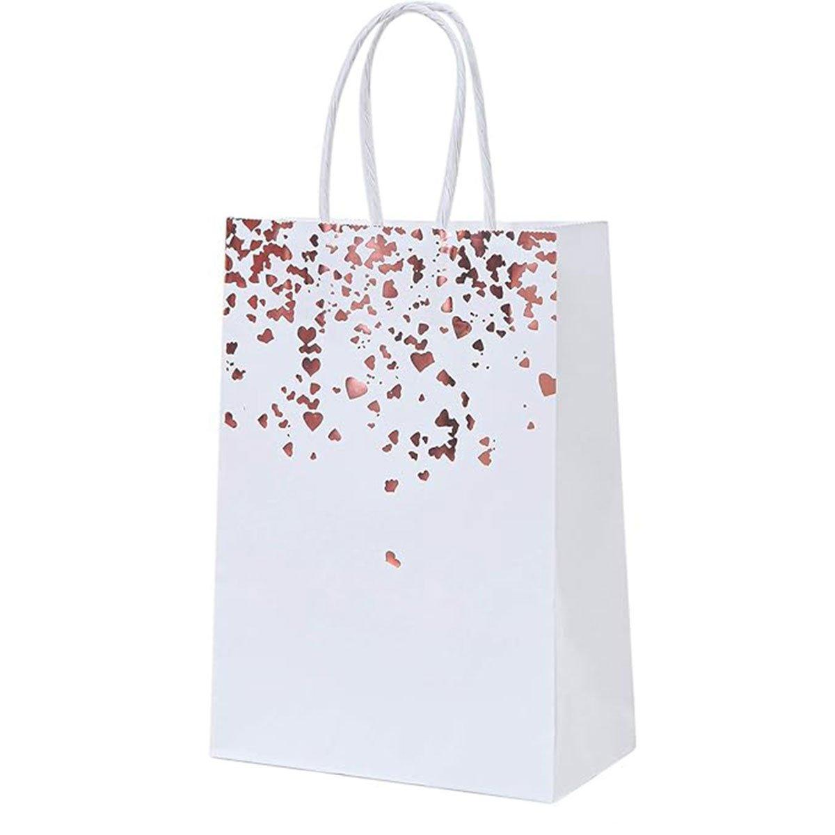 30PCS Kraft Paper Gift Bags Small Love Candy Bags Gold Foil Wedding Party Favors - White-Gold Foil