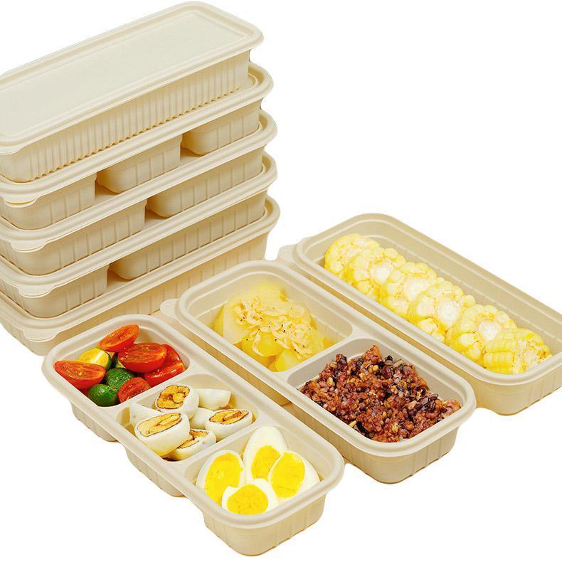 Biodegradable Corn Starch Meal Prep Containers Lids Durable Multi Compartment - C2A