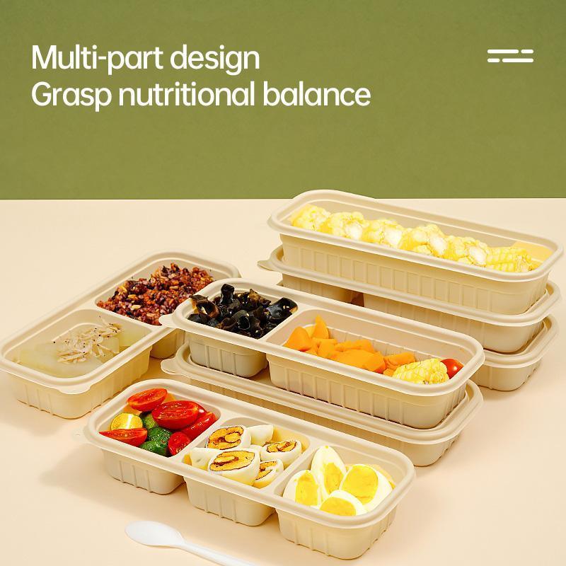Biodegradable Corn Starch Meal Prep Containers Lids Durable Multi Compartment - C2A