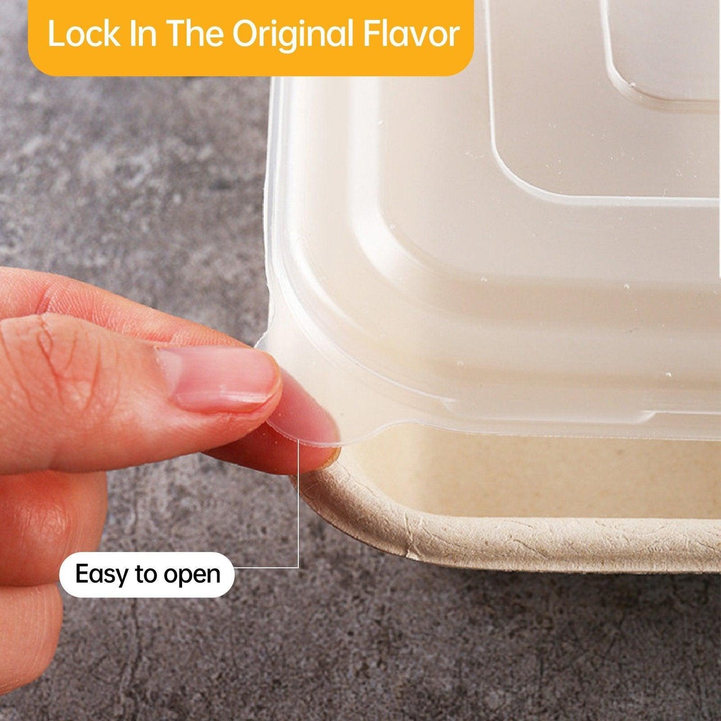 25/50pcs Biodegradable Lunch Box Microwaveable Tray with Compartment Paper Lid - 800ml-50pcs