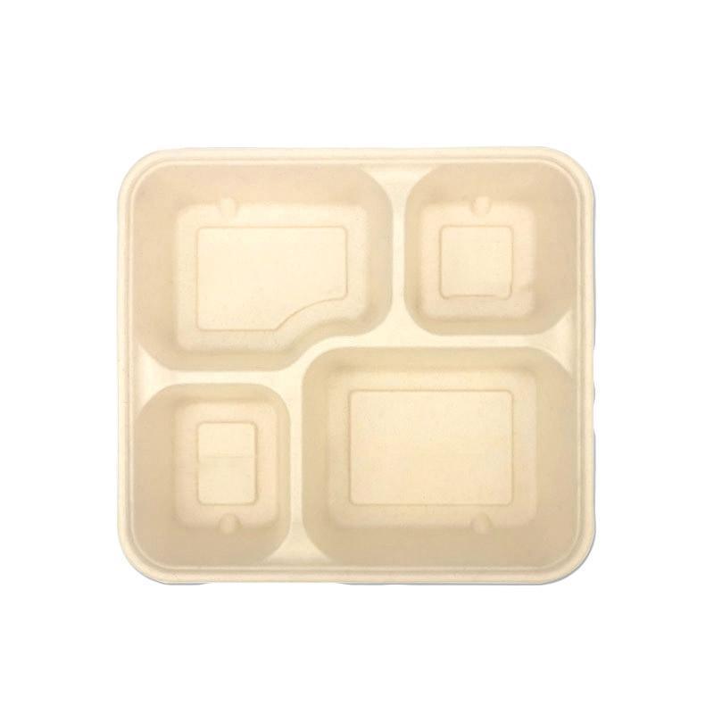 25/50pcs Biodegradable Lunch Box Microwaveable Tray with Compartment Paper Lid - 800ml-50pcs