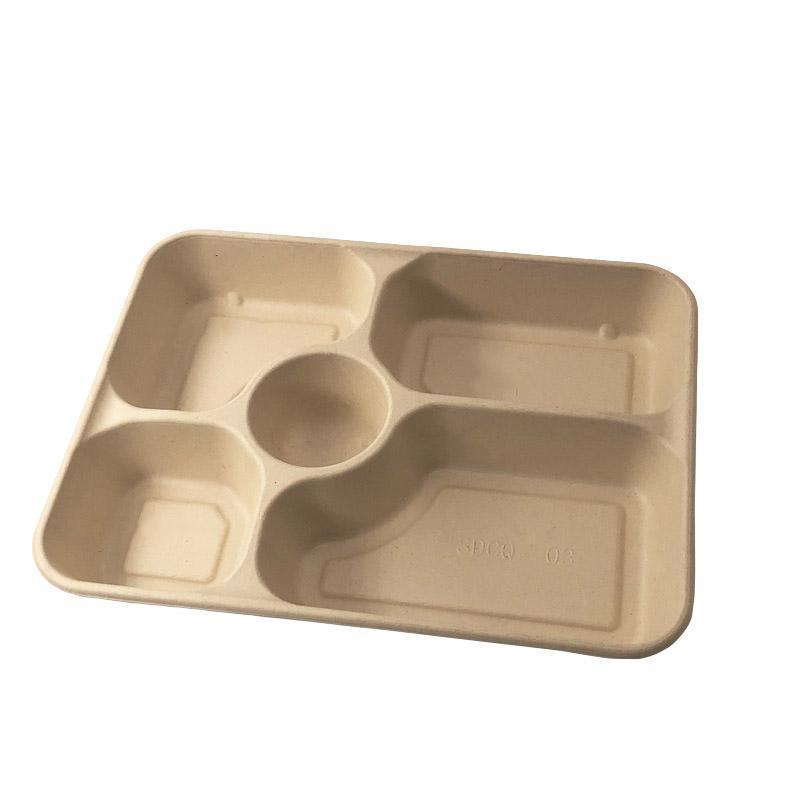 25/50pcs Biodegradable Lunch Box Microwaveable Tray with Compartment Paper Lid - 800ml-50pcs