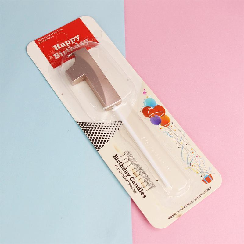 Classic Number Candles Individually Packed With Stand Birthday Make Up Ur Number Rose Gold - Number 4