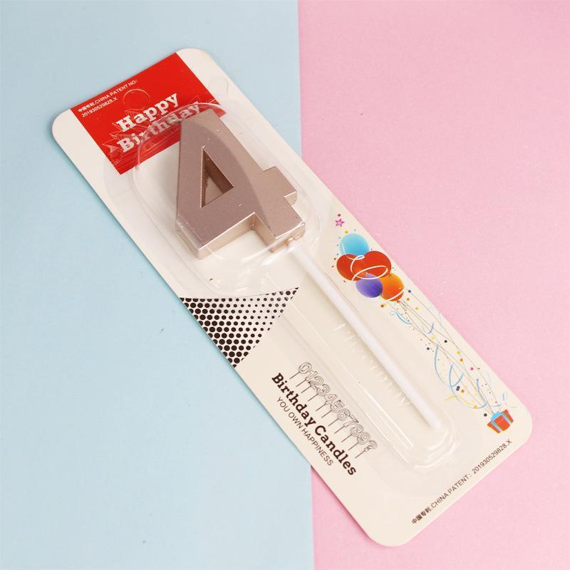 Classic Number Candles Individually Packed With Stand Birthday Make Up Ur Number Rose Gold - Number 4