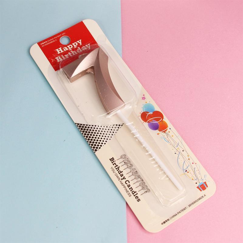 Classic Number Candles Individually Packed With Stand Birthday Make Up Ur Number Rose Gold - Number 4