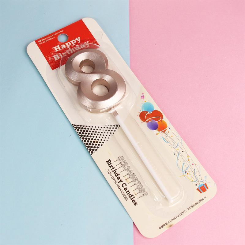 Classic Number Candles Individually Packed With Stand Birthday Make Up Ur Number Rose Gold - Number 4