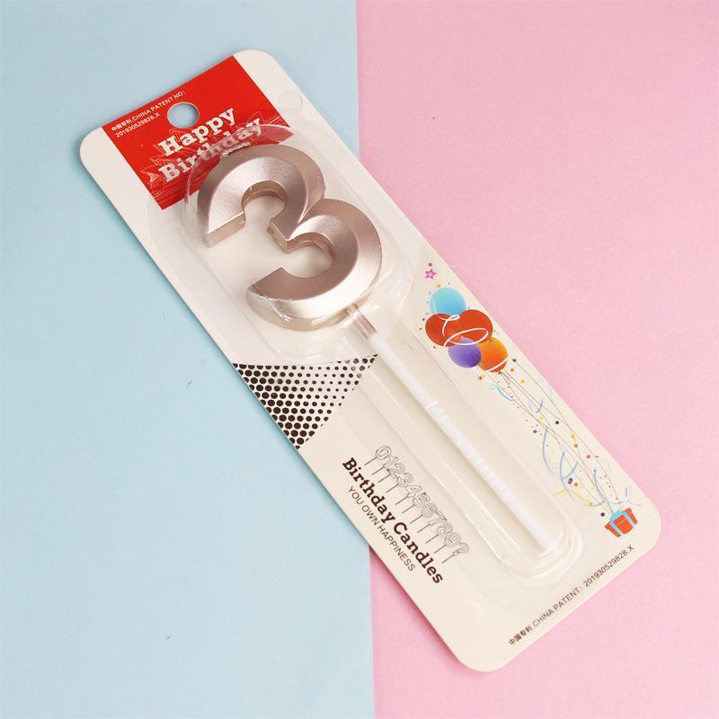 Classic Number Candles Individually Packed With Stand Birthday Make Up Ur Number Rose Gold - Number 6