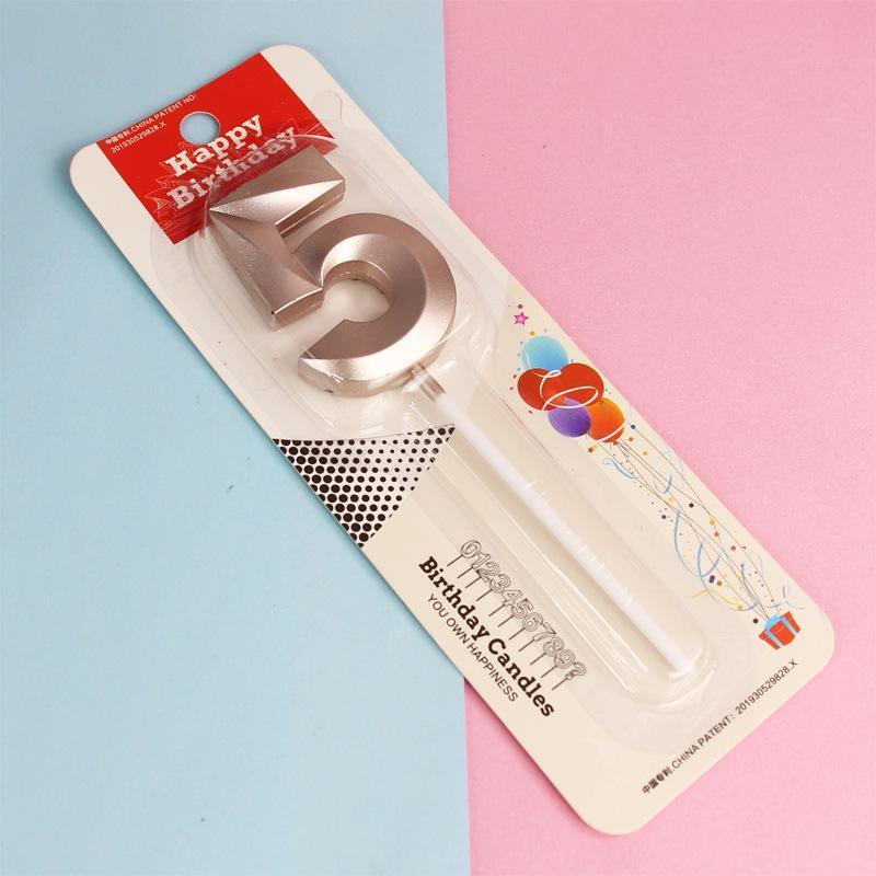 Classic Number Candles Individually Packed With Stand Birthday Make Up Ur Number Rose Gold - Number 6