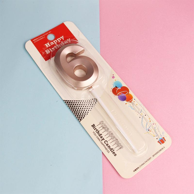 Classic Number Candles Individually Packed With Stand Birthday Make Up Ur Number Rose Gold - Number 9