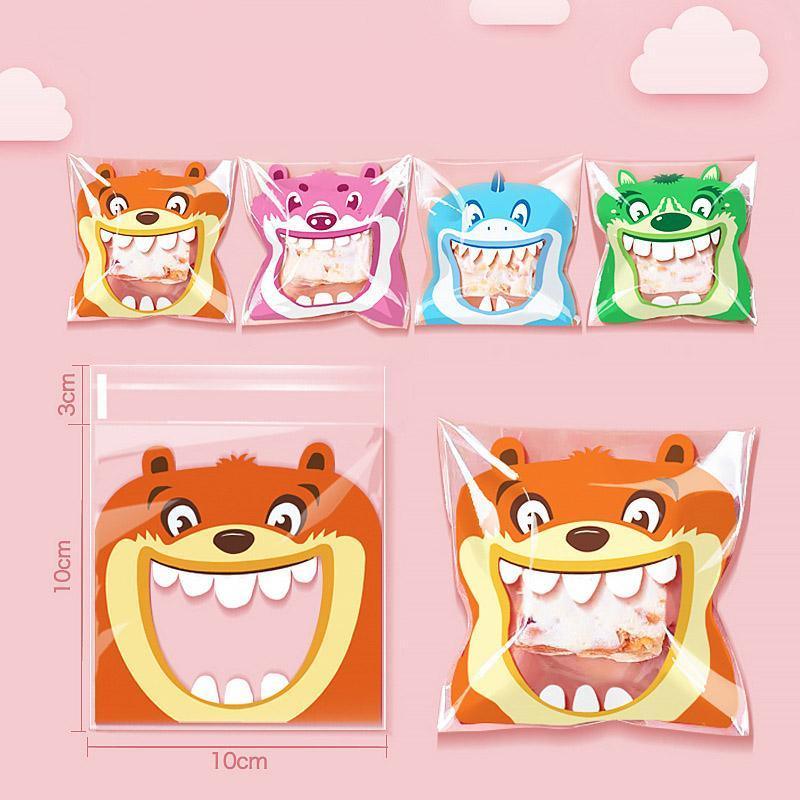 500 Pack Self Adhesive Cookie Packaging Bags Vibrant Designs OPP Material - Cute 14*14*3cm