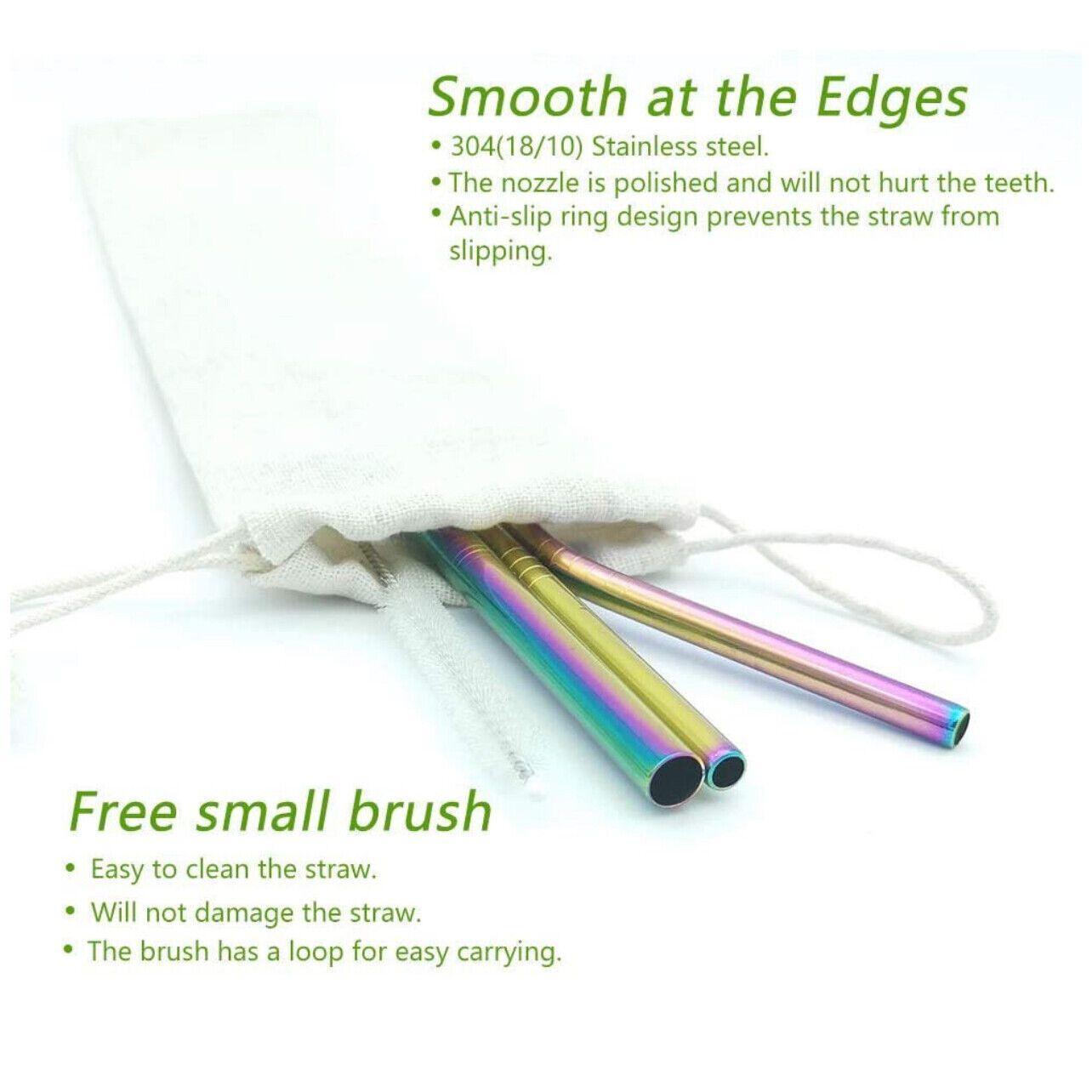 Reusable 304 Stainless Steel Straws Metal Drinking Washable Straw Brushes Set 1 - Straw Box Only