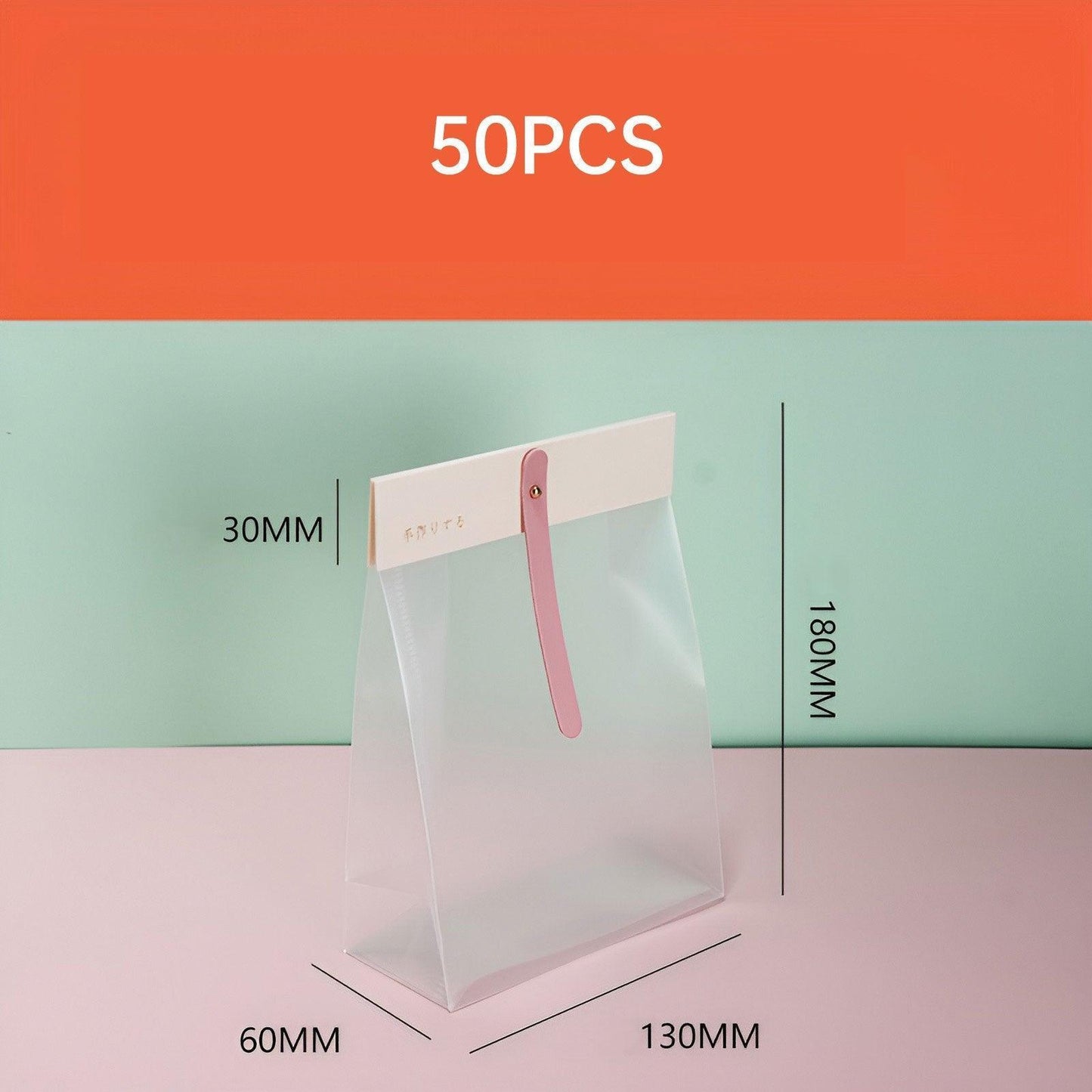 50pcs Transparent Snack Bags Biscuit Candy Bags Resealable Food Packaging - Pink