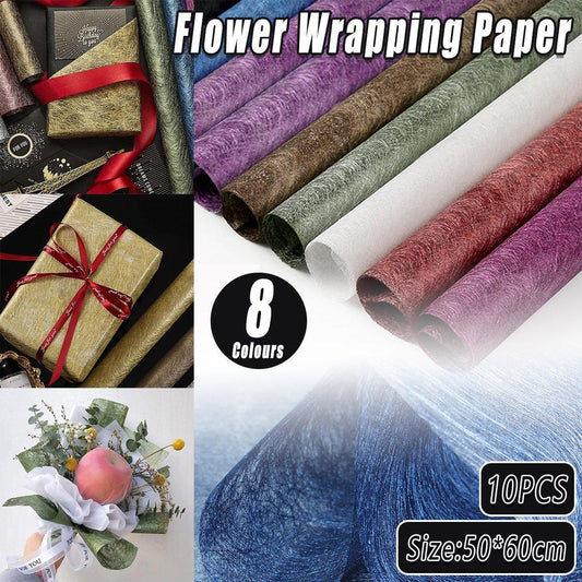 10pcs High Quality Flower Wrapping Paper DIY Bouquet Gift Wrap Floral Supplies - Gold