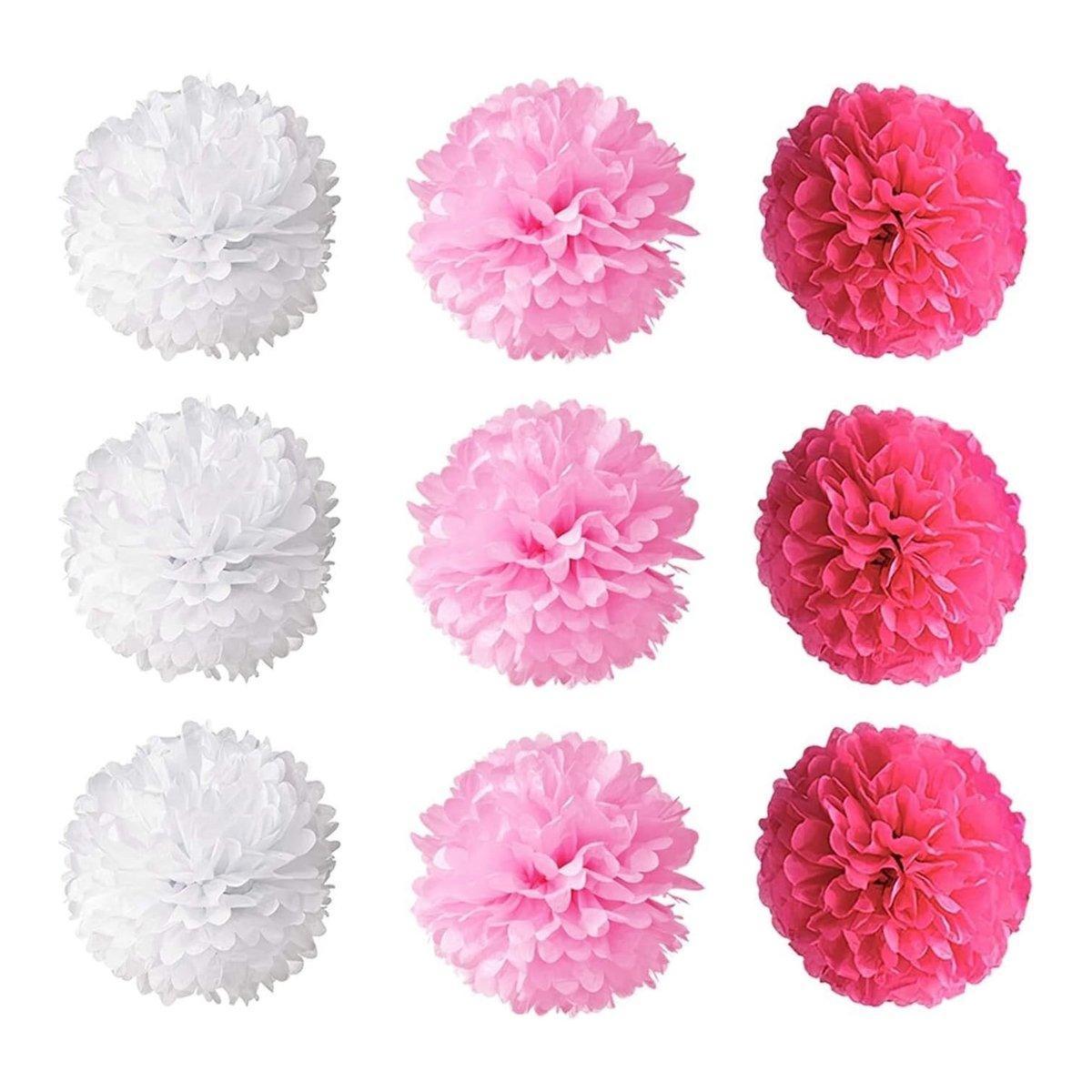 18PCS Pink Spiral Hanging Paper Flower Balls Birthday Party Decoration